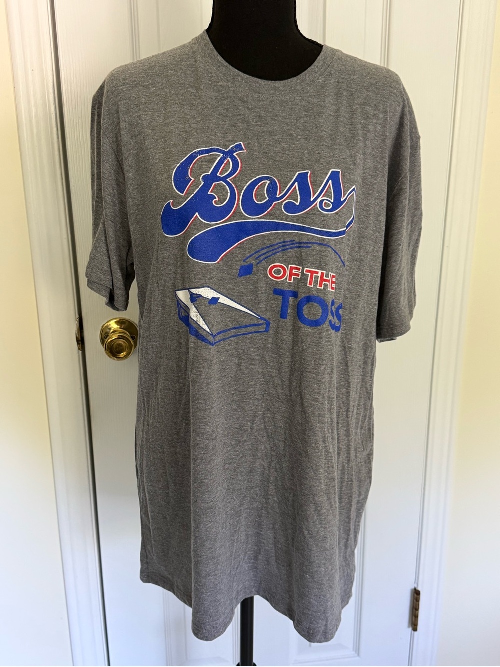 Boss Of The Toss Graphic T-Shirt - Gray/Blue Size L